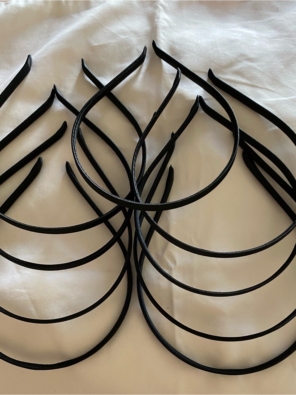 1-Headband Black Satin Thin